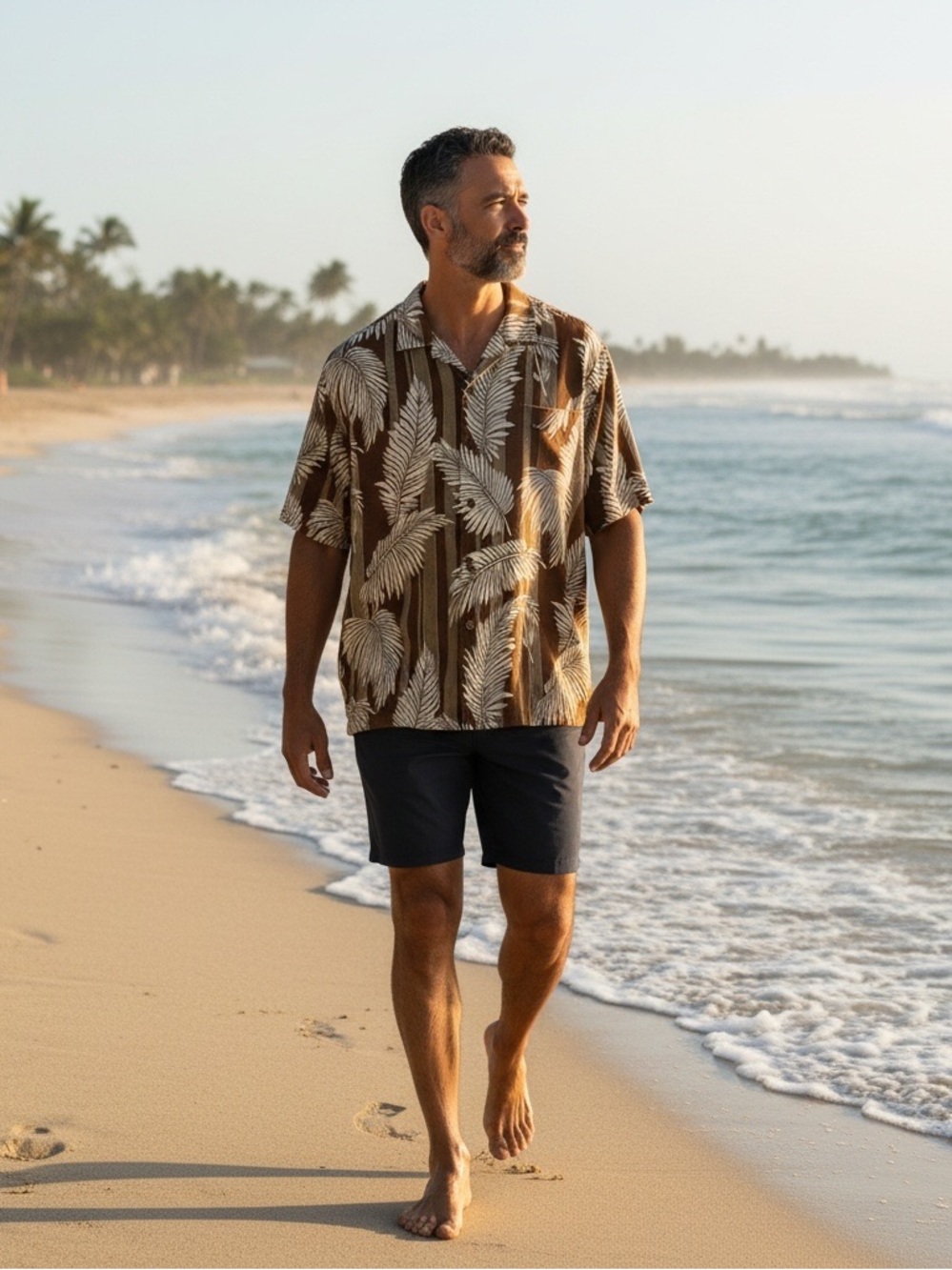 Tommy Bahama Mens Silk Blend Tropical Leaf Print Short Sleeve Button Up Shirt XL